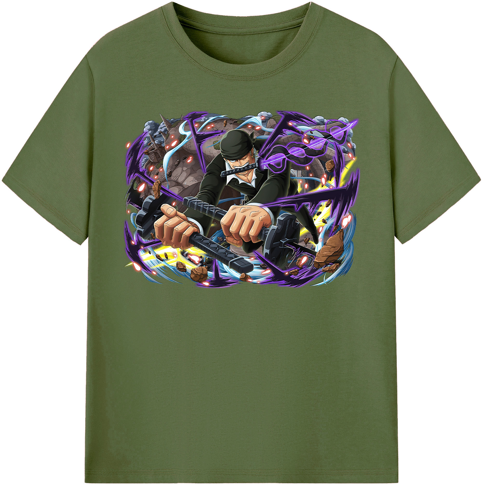 ワンピース ロロノア・ゾロ ONE PIECE Roronoa Zoro 綿100％半袖Tシャツ（フロントプリント）